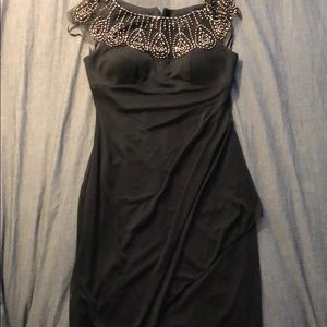 Dj-jaz black and gold beaded cap sleeve dress